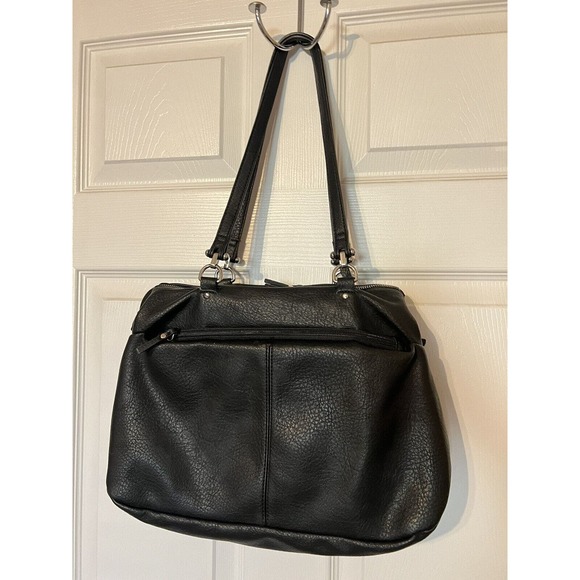 Enzo Angiolini Shoulder Bag Purse, Black Vegan Faux Leather - Picture 2 of 3